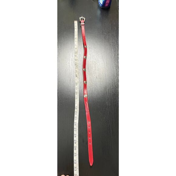 Vintage Nocona Red Leather Thin Belt with Silver Concho Details main image 8